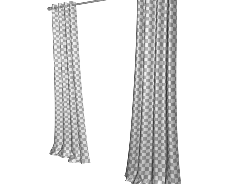 Linen Grommet Single Curtain Panel - 3 Colour Model 3D