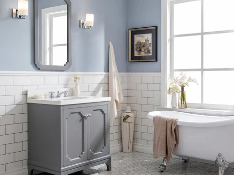 Queen Single Bathroom Vanity Set - 2 Colour 3D Model