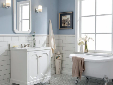 Queen Single Bathroom Vanity Set - 2 Colour 3D Model