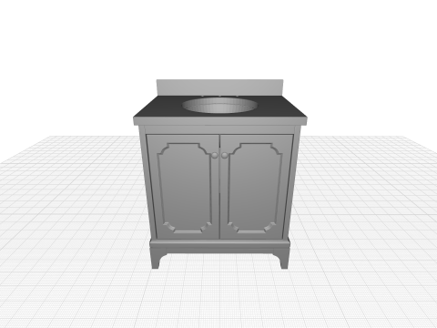 Queen Single Bathroom Vanity Set - 2 Colour Modello 3D