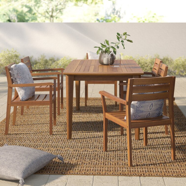 Amarrion Rectangular Long Dining Set 3D Модель .c4d .max .obj .3ds .fbx .stl .blend