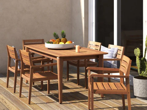 Amarrion Rectangular Long Dining Set 3D Model