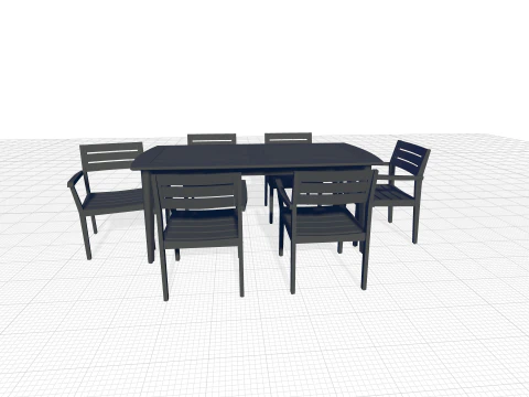 Amarrion Rectangular Long Dining Set 3D Model