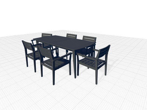 Amarrion Rectangular Long Dining Set 3D Модель