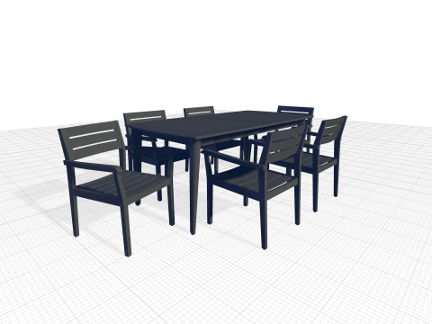 Amarrion Rectangular Long Dining Set 3D Модель