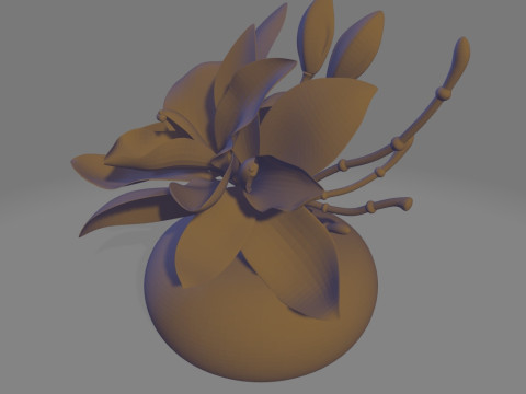 Cymbidium Orchid Floral Arrangement in Vase 3D मॉडल