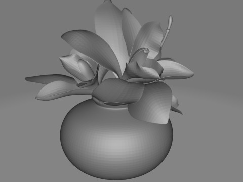 Cymbidium Orchid Floral Arrangement in Vase 3D मॉडल