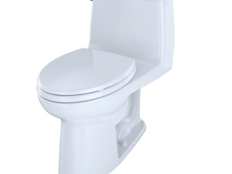 Elongated One-Piece Toilet 3D Model
