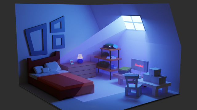room with light 3D मॉडल .c4d .max .obj .3ds .fbx .stl .blend 