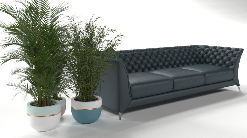 Black sofa plant Modelo 3D .c4d .max .obj .3ds .fbx .stl .blend