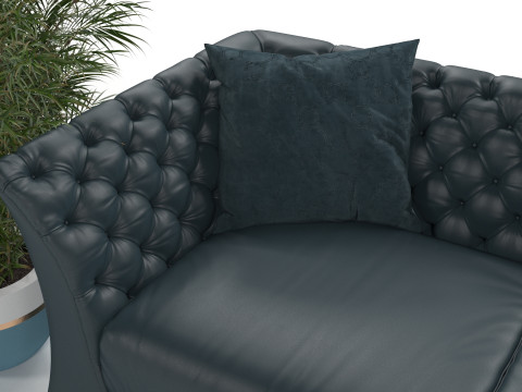 Black sofa plant Modelo 3D