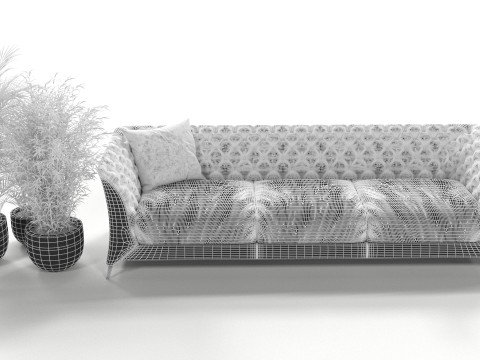 Black sofa plant Modelo 3D