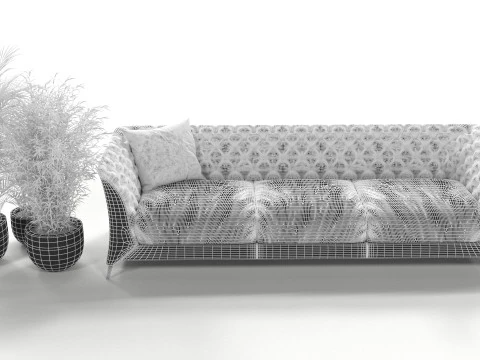 Black sofa plant 3D Model