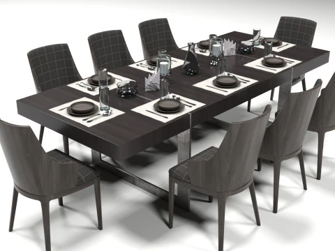 Стул стол дерево 3D Модель