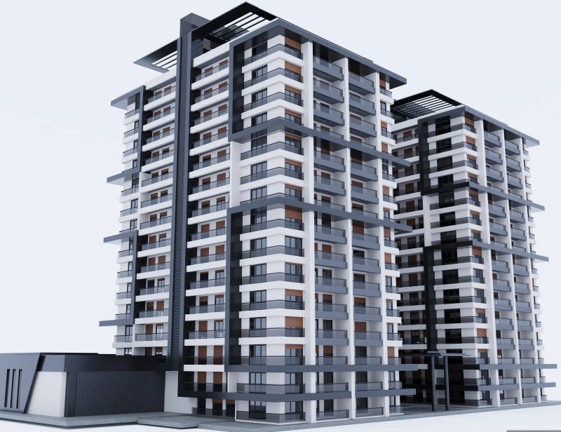 현대적인 건물 3D 모델 .c4d .max .obj .3ds .fbx .stl .blend