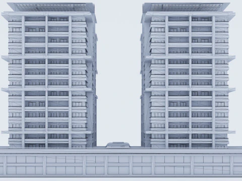 현대적인 건물 3D 모델