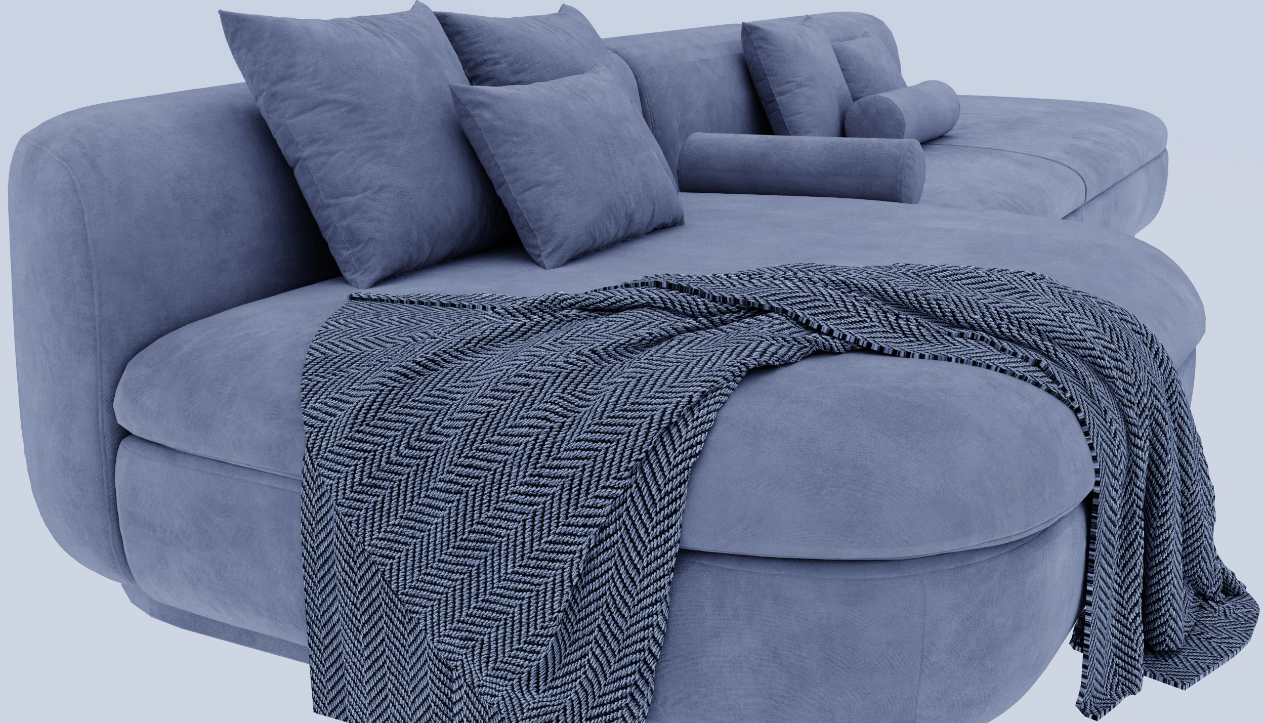Blue sofa 3D Model .c4d .max .obj .3ds .fbx .stl .blend 