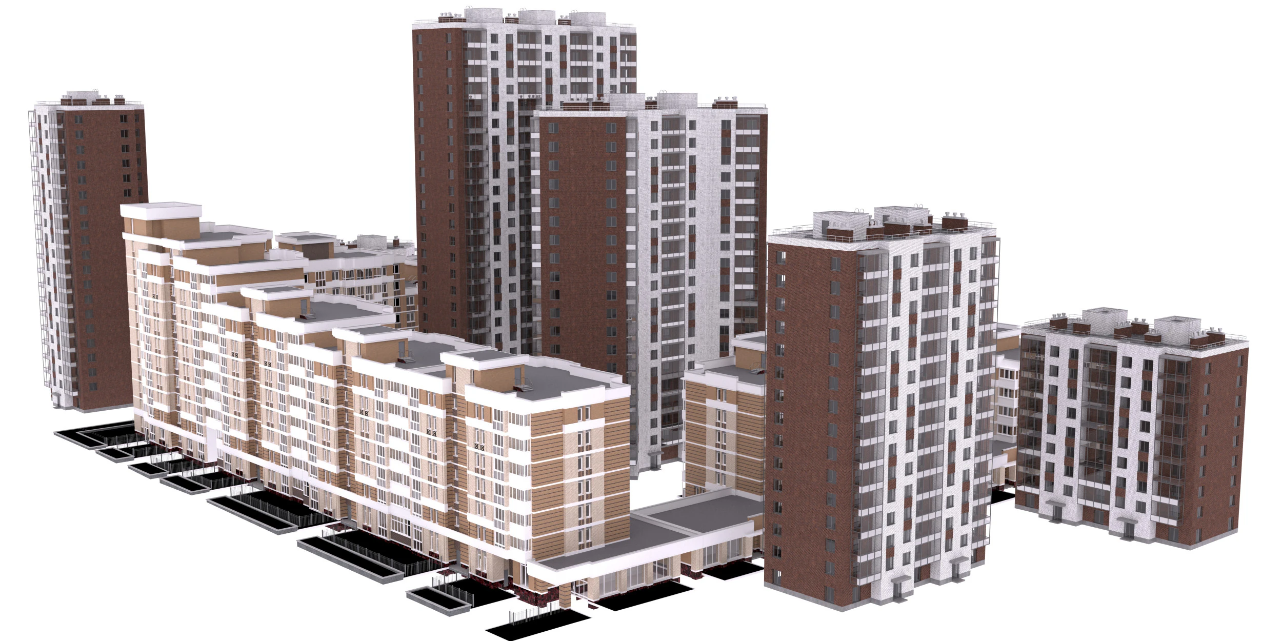 Mini town buildings 3D Model .c4d .max .obj .3ds .fbx .stl .blend