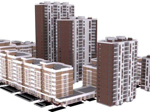 Здания мини-города 3D Модель