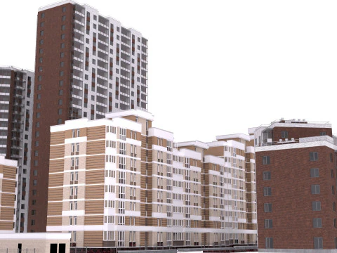 Mini town buildings 3D Model