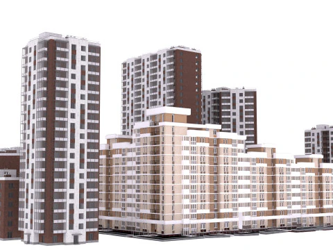 Mini town buildings 3D Model
