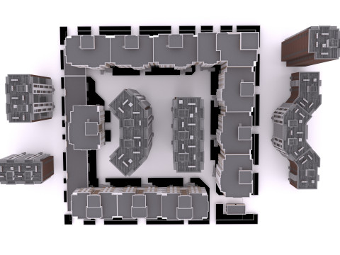 Mini town buildings 3D मॉडल