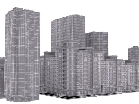 Mini town buildings 3D Model