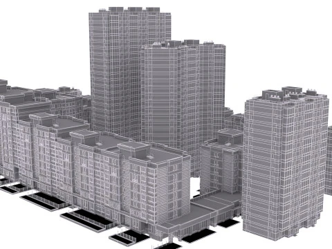 Mini town buildings 3D Model