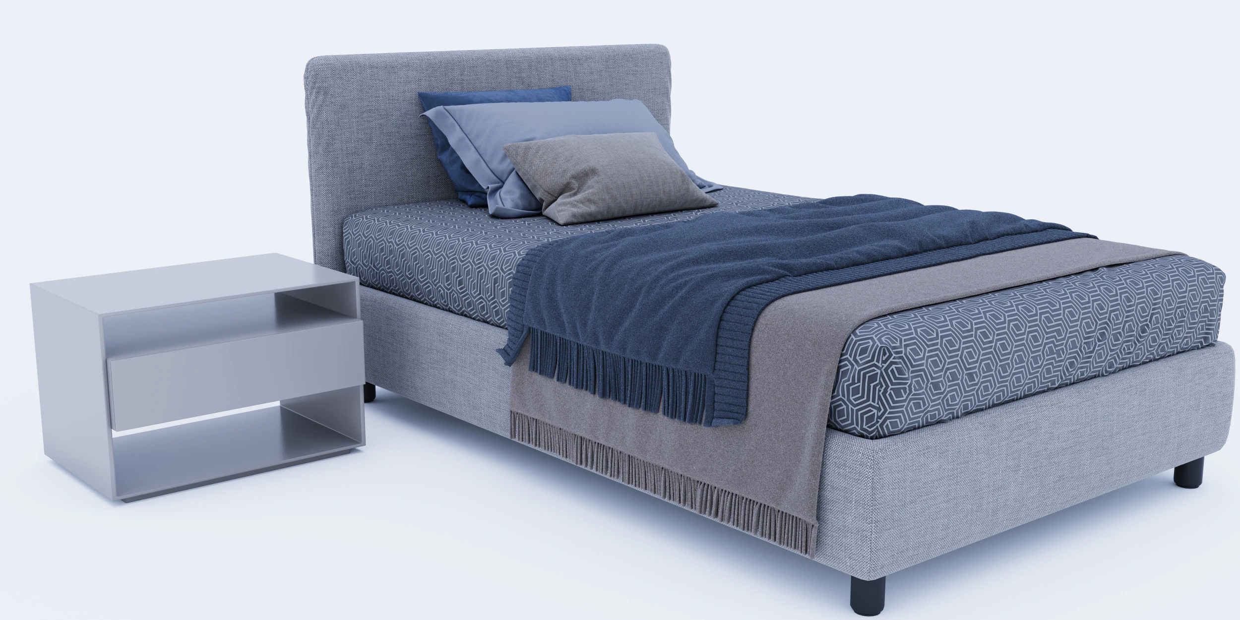 Bed bedroom 3D Model .c4d .max .obj .3ds .fbx .stl .blend 
