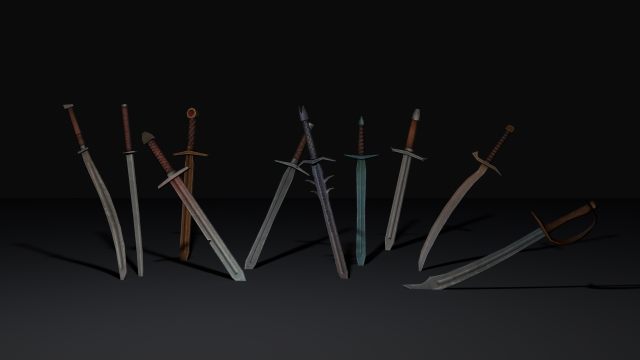 Stylized Swords Pack 3D Model .c4d .max .obj .3ds .fbx .stl .blend 