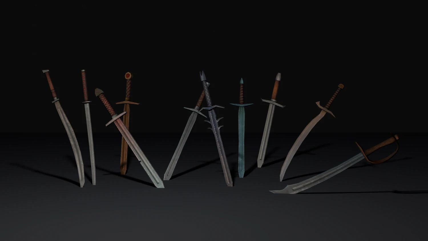 Stylized Swords Pack 3D Model .c4d .max .obj .3ds .fbx .stl .blend 