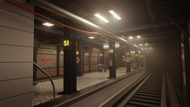 subway station interior 3Dモデル .c4d .max .obj .3ds .fbx .stl .blend 