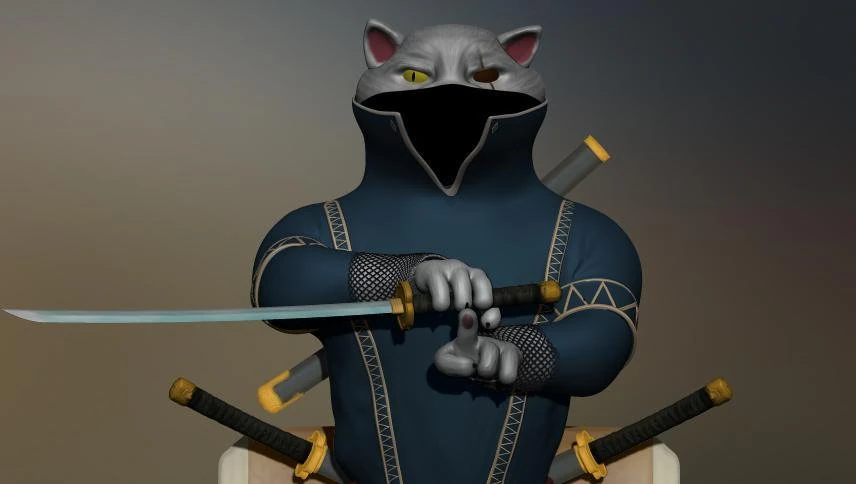 ninja cat simbad 3d print model 3D Print Model .c4d .max .obj .3ds .fbx .stl .blend