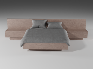 modern wooden bed 3D 模型