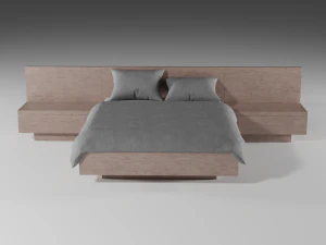 modern ahşap yatak 3D Model
