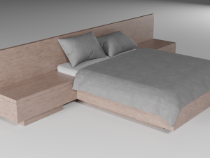 modern wooden bed 3D Model