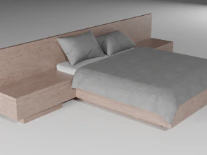 modern wooden bed 3D Model