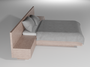 modern wooden bed 3D Model
