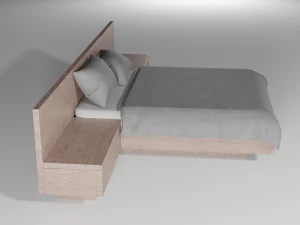 modern wooden bed 3D Model