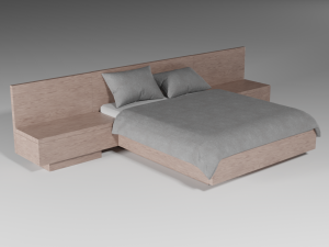 modern wooden bed 3D Model