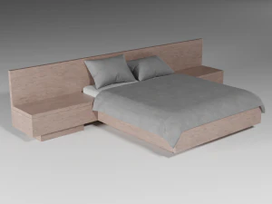 modern wooden bed 3D Model