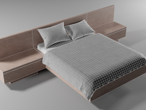 modern wooden bed 3D Model