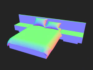 modern wooden bed 3D Model