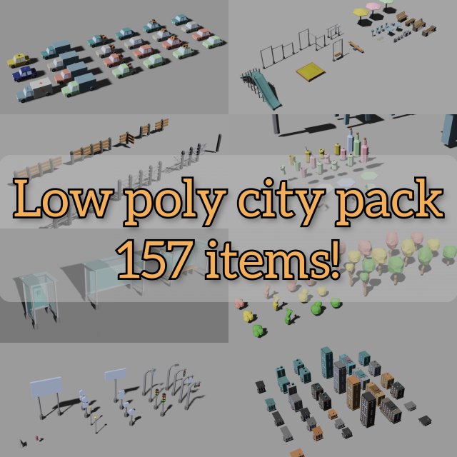 stylized city pack Modèle 3D .c4d .max .obj .3ds .fbx .stl .blend 