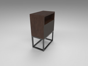 modern bedside table dark brown 3D Model