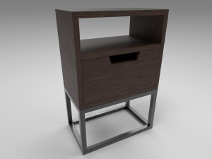 modern bedside table dark brown 3D Model