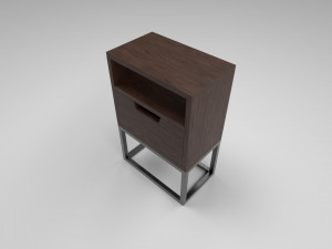 modern bedside table dark brown 3D Model