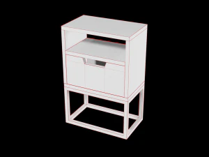 modern bedside table light brown 3D Model