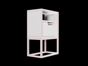 modern bedside table light brown 3D Model
