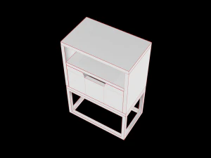 modern bedside table light brown 3D Model